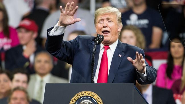 Donald Trump on the stump in Johnson City, Tennessee. Picture: Getty Images