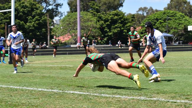 Try-time for Charlie Mann in the Harold Matthews Cup. Picture: Sean Teuma/NewsLocal