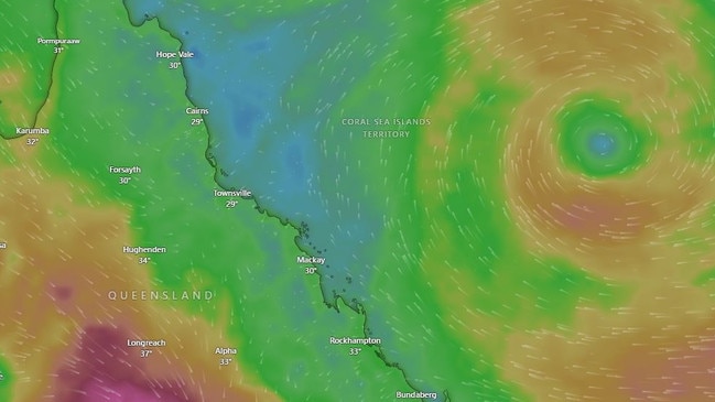 A new cyclone could form off the Queensland coast as early as Tuesday next week. Picture: Windy