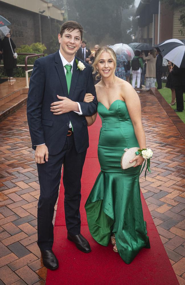 Curtis Cameron partners Clare Hogan at Fairholme College formal, Wednesday, March 27, 2024. Picture: Kevin Farmer