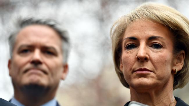 Minister for Finance Mathias Cormann and Small Business Minister Cash. Picture AAP