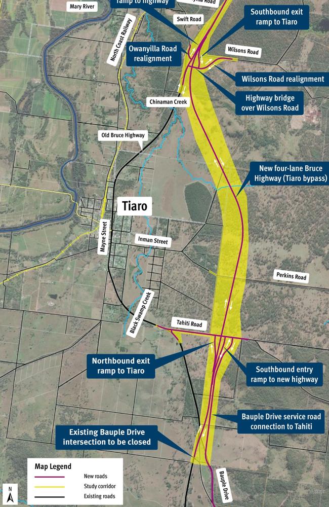 The four-lane Tiaro Bypass - draft concept design. Picture: TMR