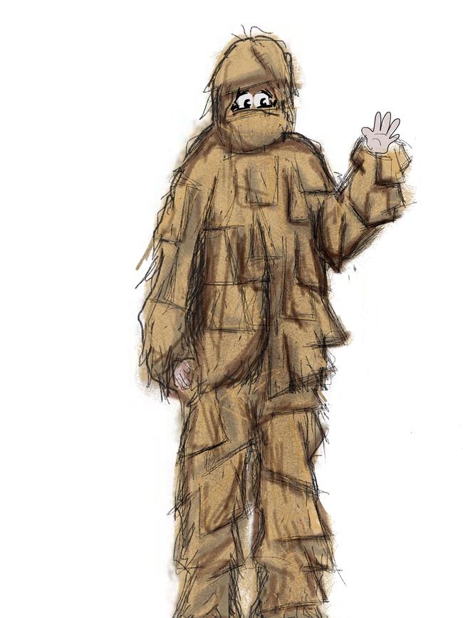Artist impression of the hessian sack outfit.