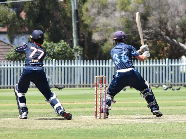 Lachlan Coy cuts for Manly. Picture: Sean Teuma