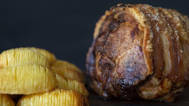 Pork joint with hasselback potatoes.