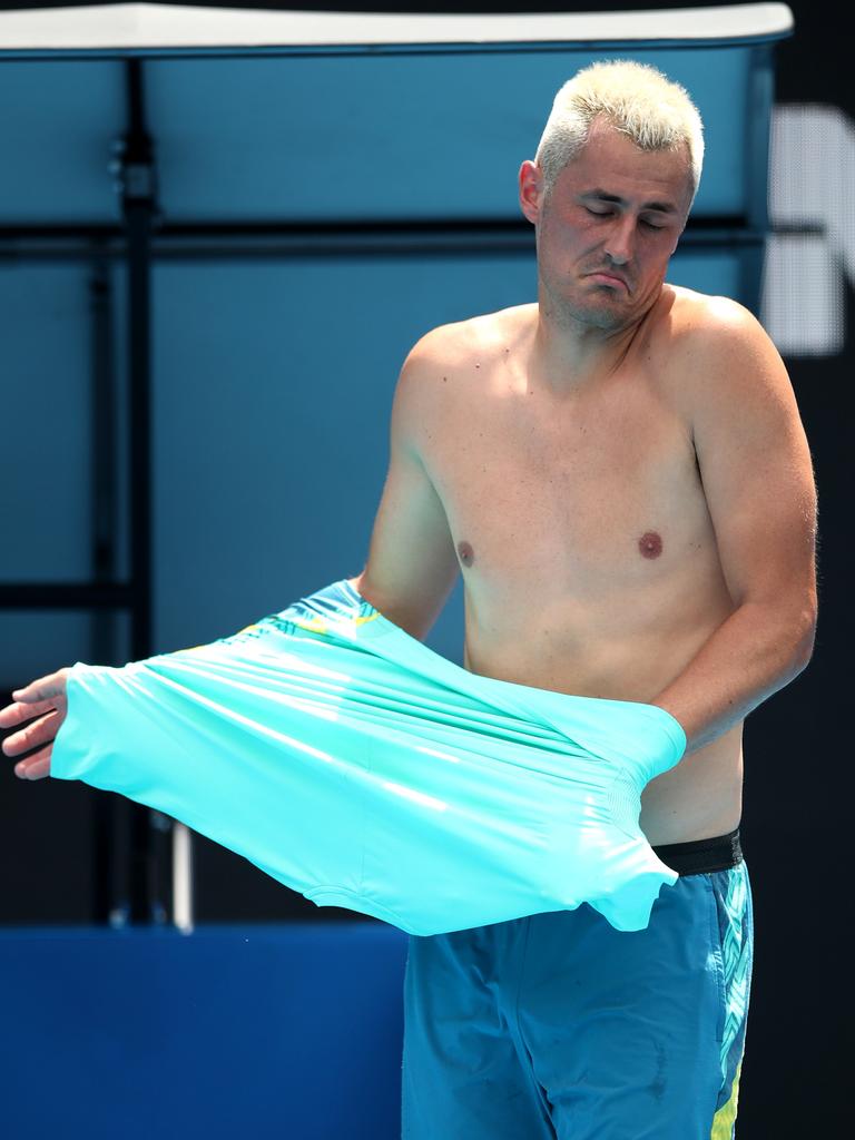 The Aussie struggled on court. (Photo by Graham Denholm/Getty Images)