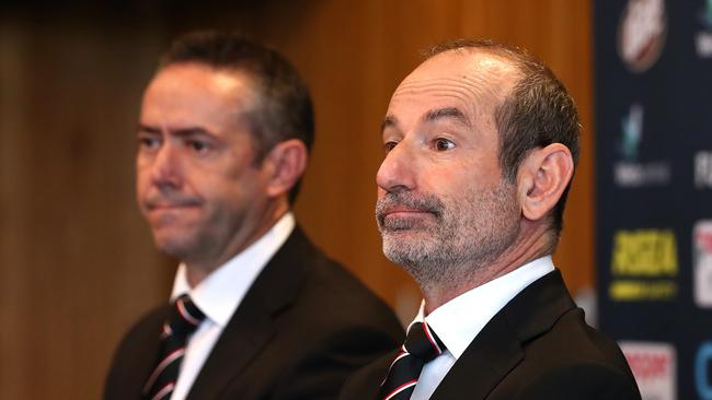 St Kilda president Andrew Bassat and chief executive Simon Lethlean. Photo by Kelly Defina/Getty Images