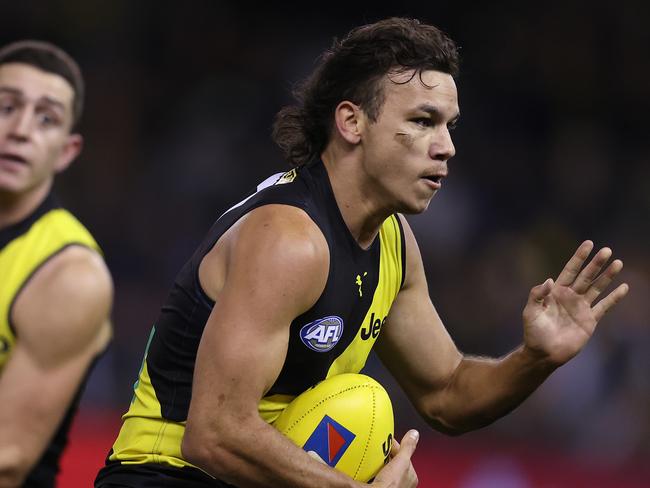 Daniel Rioli was sporting a shiner in his first game back after the nightclub incident. Picture: Michael Klein