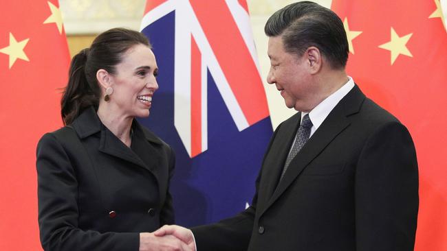 Xi Jinping shakes hands with Jacinda Ardern before their meeting at the Great Hall of the People in Beijing in 2019. Picture: AFP.