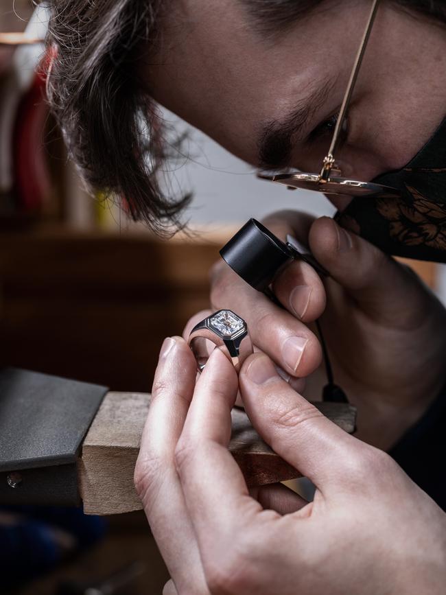 Making Tiffany &amp; Co.'s first men's engagement ring. Picture: Tiffany &amp; Co.