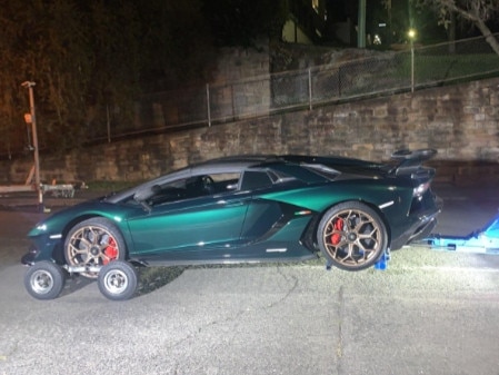 A 2021 Lamborghini Aventador is confiscated as part of the NSW Crime Commission and NSW Police operation targeting the state’s top criminals and their networks.