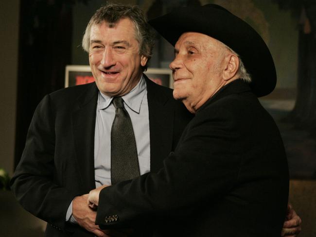 Former boxer Jake LaMotta with Robert DeNiro, who immortalised the boxer in Raging Bull, at the 25th anniversary screening of the movie in New York in 2005.