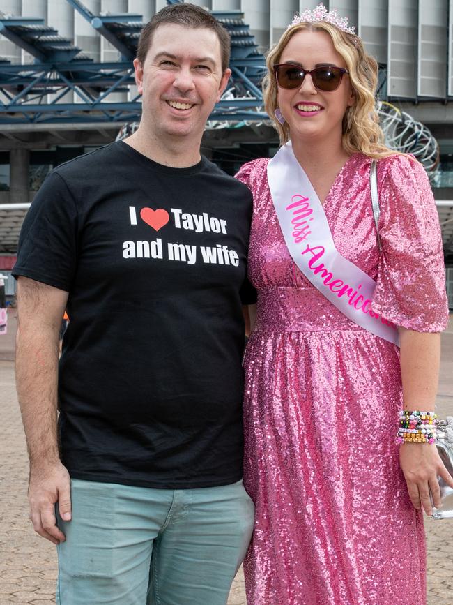 SYDNEY, AUSTRALIA - Daily Telegraph Photos February 26, 2024: Josh and Nicole at Taylor Swift's The Eras Tour concert held at Accor Stadium in Sydney. Picture: Christian Gilles