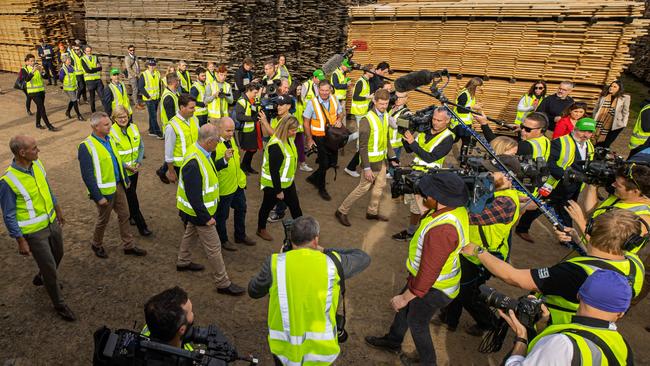 Scott Morrison on the campaign trail in the Tasmanian electorate of Bass. Picture: Jason Edwards