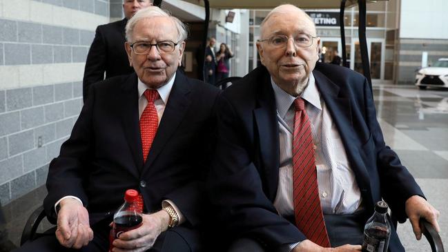 Berkshire Hathaway chairman Warren Buffett, left, and vice-chairman Charlie Munger. Picture: Scott Morgan/ Reuters.