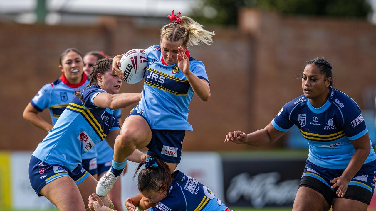 Kayla Jackson in action for the Western Clydesdales in their clash with Norths Devils. Picture: Benny Hassum Photography