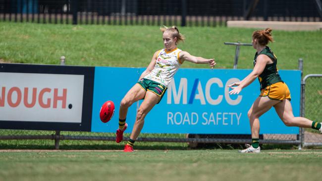 Steph Lawrence in the PINT vs St Mary's 2023-24 NTFL women's major semifinal. Picture: Pema Tamang Pakhrin