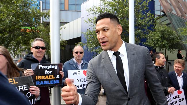 Israel Folau arrives at Federal court in Melbourne for mediation with Rugby Australia. Picture: David Geraghty