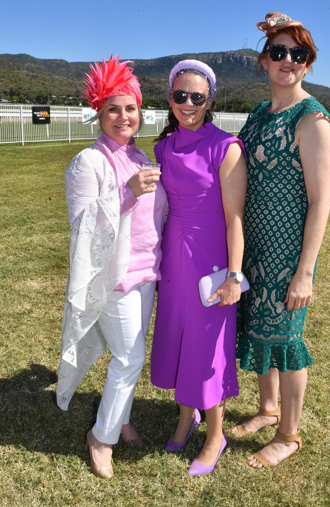 Ladies Day socials at Cluden. Michelle Joyce, Nicola Starkey and Alisha Chandi. Picture: Evan Morgan