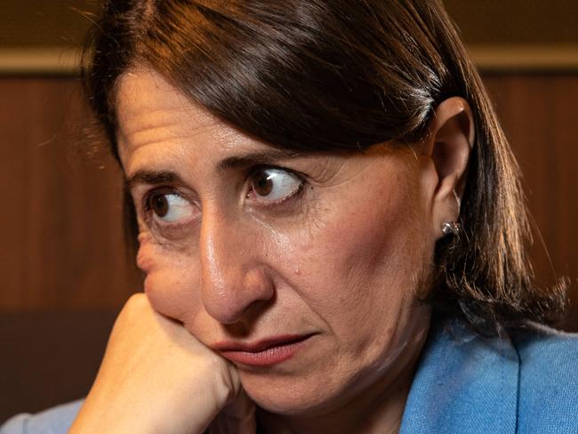 Portraits taken during an interview of NSW Premier Gladys Berejiklian talking to journalist Matt Taylor at Merrylands RSL Club on 20th February 2019. The Premier was joined by Liberal Candidate for Granville, Tony Issa. (AAP Image / Julian Andrews).