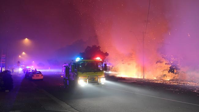 A dangerous fire along David Low Way at Peregian Beach. Picture: Patrick Woods