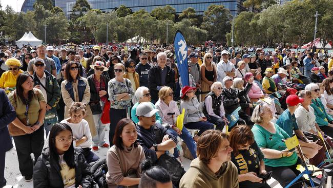 Olympians from the 2024 Olympics and Paralympics are welcomed by huge crowds in Tumbling Park in Darling Harbour. Picture: Sam Ruttyn