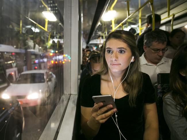 Nikki Khayat catches the bus from her home in Maroubra to the city and back every day for work. Picture: Dylan Robinson