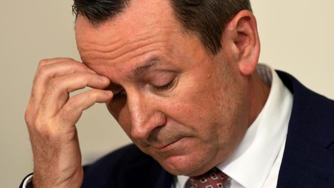 PERTH , AUSTRALIA - NewsWire Photos NOVEMBER 3, 2021. An emotional Premier Mark McGowan reacts to the news of Cleo Smith safe rescue. Picture: NCA NewsWire /  Sharon Smith