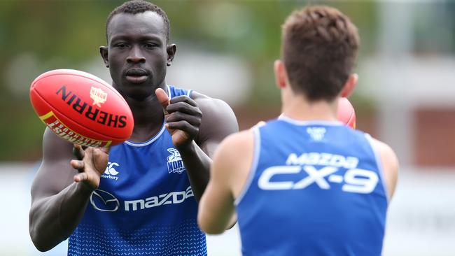 Majak Daw at training late last month. Picture: Michael Klein