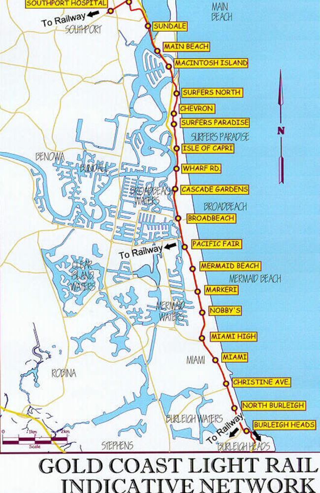 June 2000: Another concept showing the second version of the light rail route.