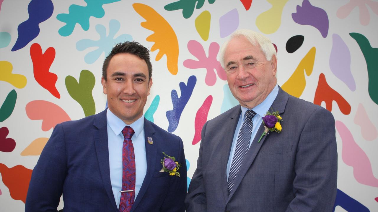 Toowoomba Regional Council Mayor Paul Antonio and Toowoomba Regional Council Environment and Community Services Committee Councillor James O'Shea at the official Toowoomba Carnival of Flowers 2021 program reveal on Tuesday, April 20. Picture: Kate McCormack