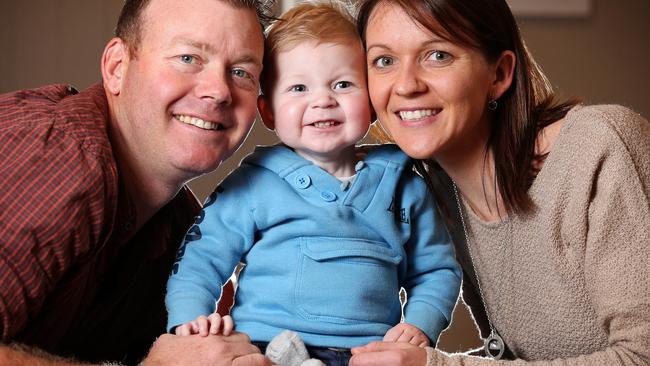 Lucas Whitelegg, spent 241 days paralysed by a rare and potentially fatal illness. He has finally started crawling. His mother Bree has been nominated for a Pride of Australia Courage medal, for launching the Lucas Foundation to help support other families in a similar position. Picture: Mark Stewart