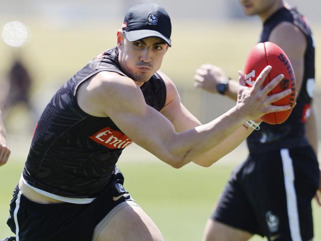 NCA. MELBOURNE, AUSTRALIA. 11th November 2024. AFL.  Collingwood training at Olympic Park .  Brayden Maynard of the Magpies  on the first official day back for the 1-4 year players .  Picture: Michael Klein