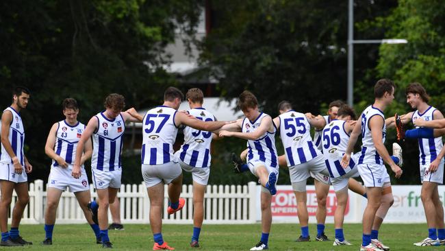 Mt Gravatt players warming up. Picture, John Gass