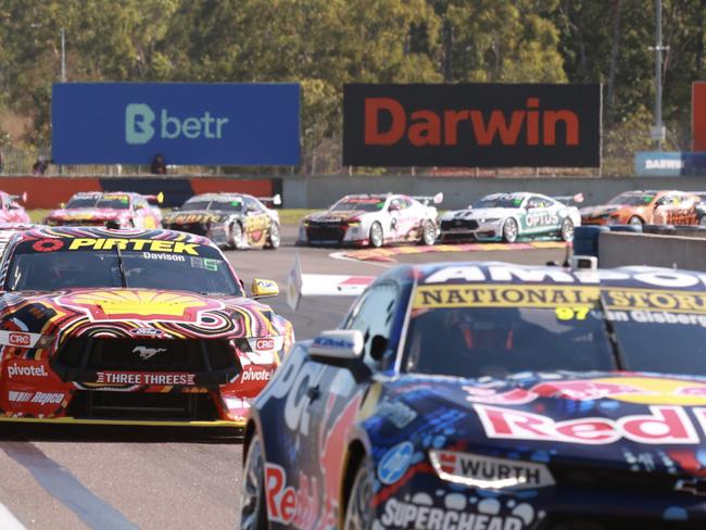 In an Australian first, Supercars fans will get to witness the full fleet of their favourite race cars cruise the streets of Darwin before they hit the Hidden Valley Raceway. Picture: Supplied.