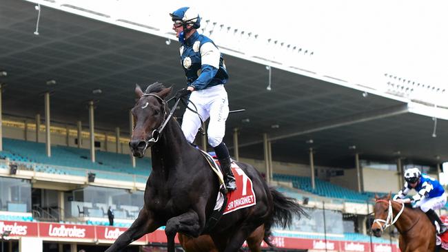 Sir Dragonet runs away with the Cox Plate at the Valley. Picture: Racing Photos via Getty Images