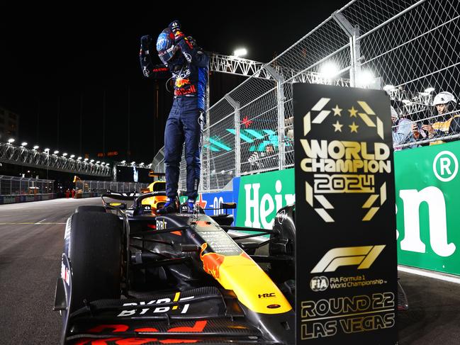 Verstappen claims his fourth F1 World Drivers Championship title in Vegas. Picture: Mark Thompson/Getty Images