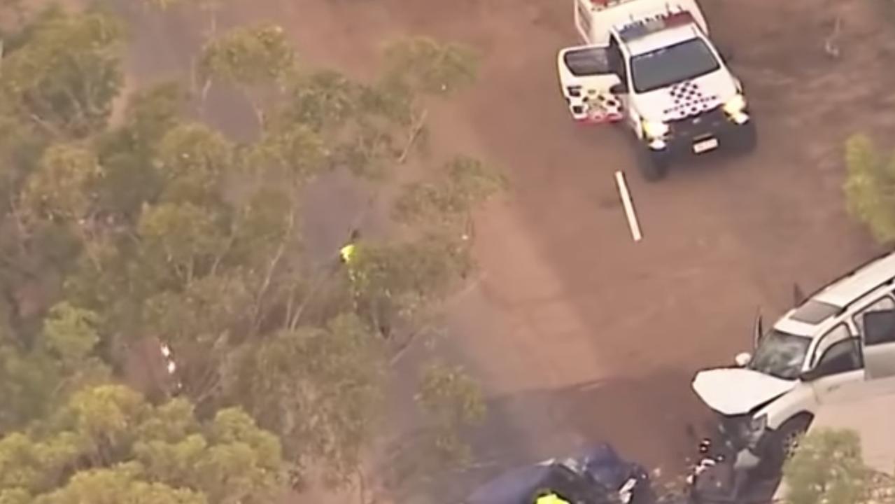 Eight people were injured, two left fighting for their lives after this crash on Miva Road at Gunalda, near Gympie. June 10, 2023. Photo: Seven News