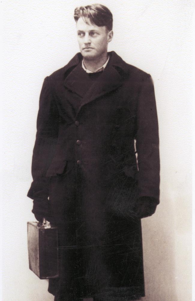 The last known photograph of Australian Squadron Leader James Catanach, taken by German authorities after he was recaptured close to the Danish border following the breakout from Stalag Luft III. He is in his escape clothes, his trademark smile gone. Soon after, he would be executed along with 49 other escapees. Picture: The Shrine of Remembrance