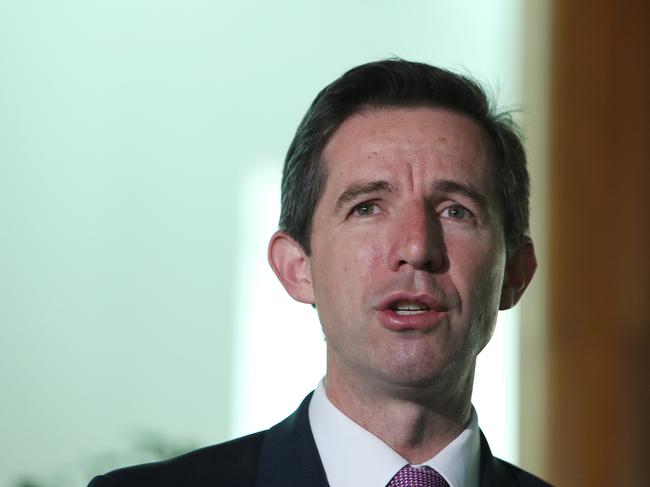 Minister for Trade Senator Simon Birmingham at Parliament House in Canberra. Picture Kym Smith