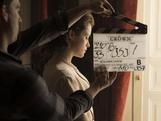 Claire Foy prepares to film in The Crown. Picture: Supplied/Netflix