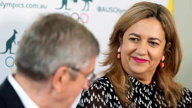 Queensland Premier Annastacia Palaszczuk with IOC President Thomas Bach Photo: AFP