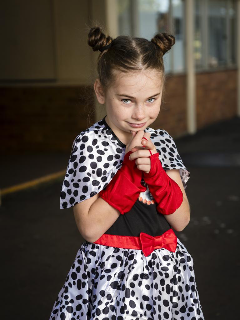 Maddison Lonergan as Cruella de Vil for Book Week at Rangeville State School, Friday, August 25, 2023. Picture: Kevin Farmer