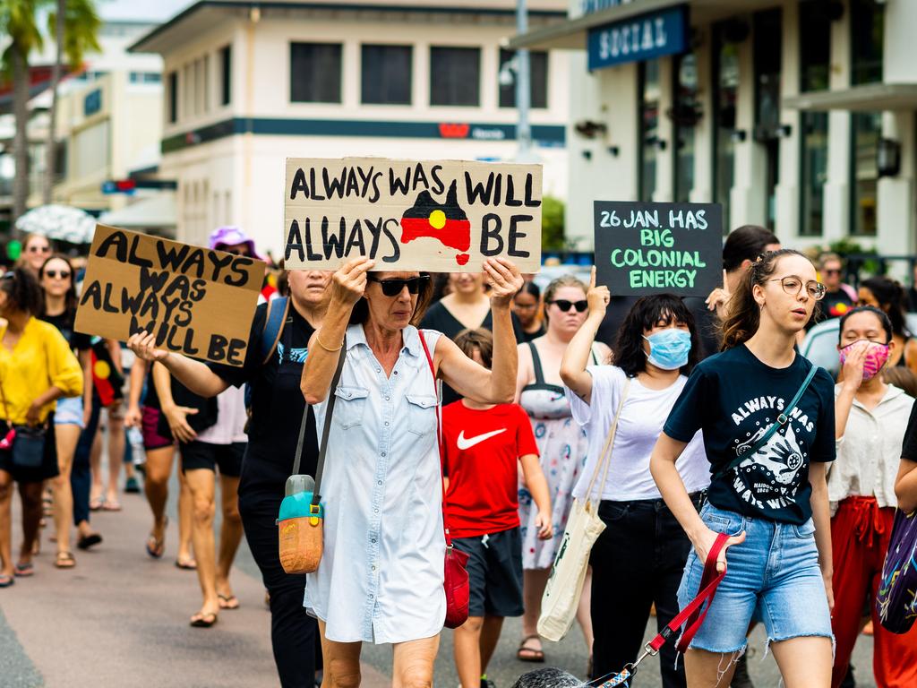 An Invasion Day rally in Darwin, where thousands attended to voice their support for Australia's First Nations people. Picture: Che Chorley