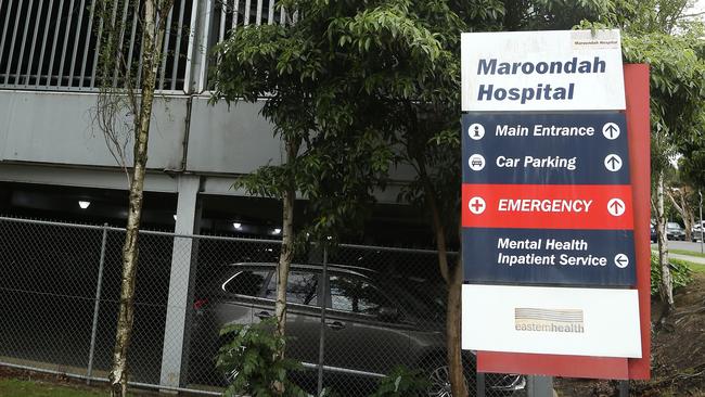 A patient has been forced to lie on a stretcher for 14 hours at Maroondah Hospital waiting for emergency care. Picture: Hamish Blair