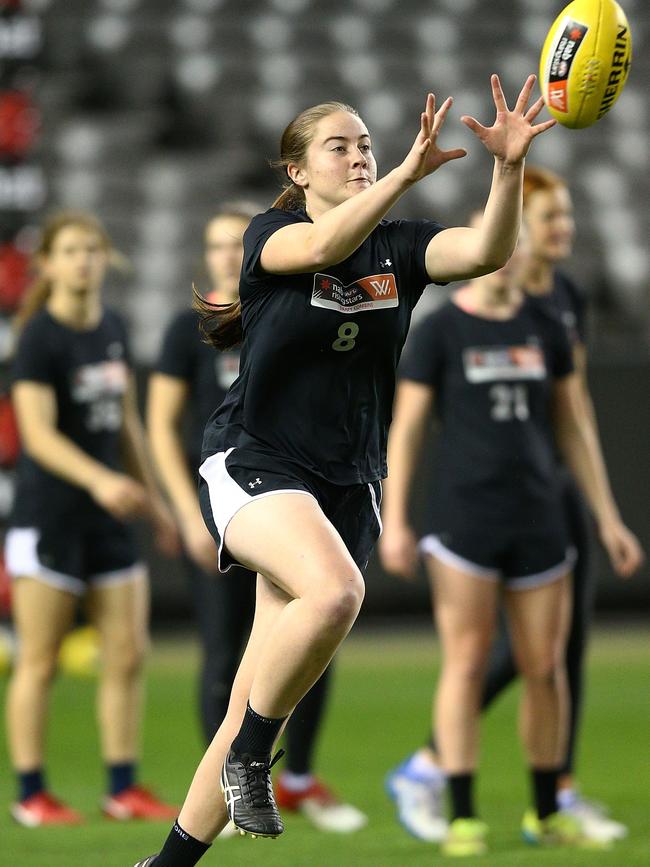 Katelyn Rosenzweig marks at the AFLW Draft Combine at Marvel Stadium on October 2. Picture: Michael Dodge/Getty Images)