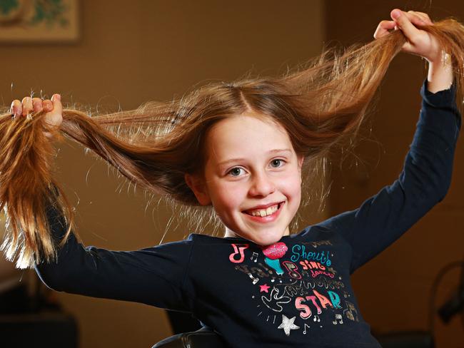 11/7/ 17 Georgia Fenwick (9) before she chops off 14 inch of hair for Kids for Wigs fundraiser at studio hair and Make up in Killarney Heights. Adam Yip/ Manly Daily