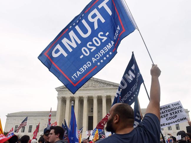 Supporters of Donald Trump protest the outcome of the 2020 presidential election in front of the US Supreme Court. Picture: AFP