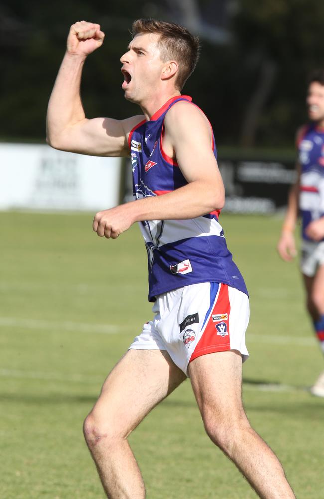 Football BFL: Ocean Grove v Queenscliff.Queenscliff 29 Brayden Warren kicks a goal Picture: Mark Wilson