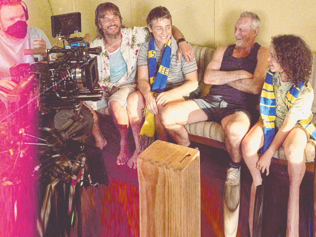 The cast enjoy a break in filming Trent Dalton’s iconic Australian novel, Boy Swallows Universe. Picture: Netflix